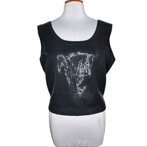 St. John Collection Black Paillettes Knit Tank